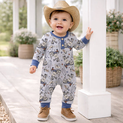 Western Cowboy Rodeo Baby Romper | Soft Bamboo Henley