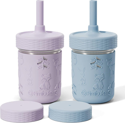 Toddler Cups Spill Proof, 8 OZ Stainless Steel Sippy Cups for Kids | Tumbler with Lid, Removable Silicone Straw & Sleeve, BPA Free Dishwasher Safe Girls Boys Water Bottle Snack Container