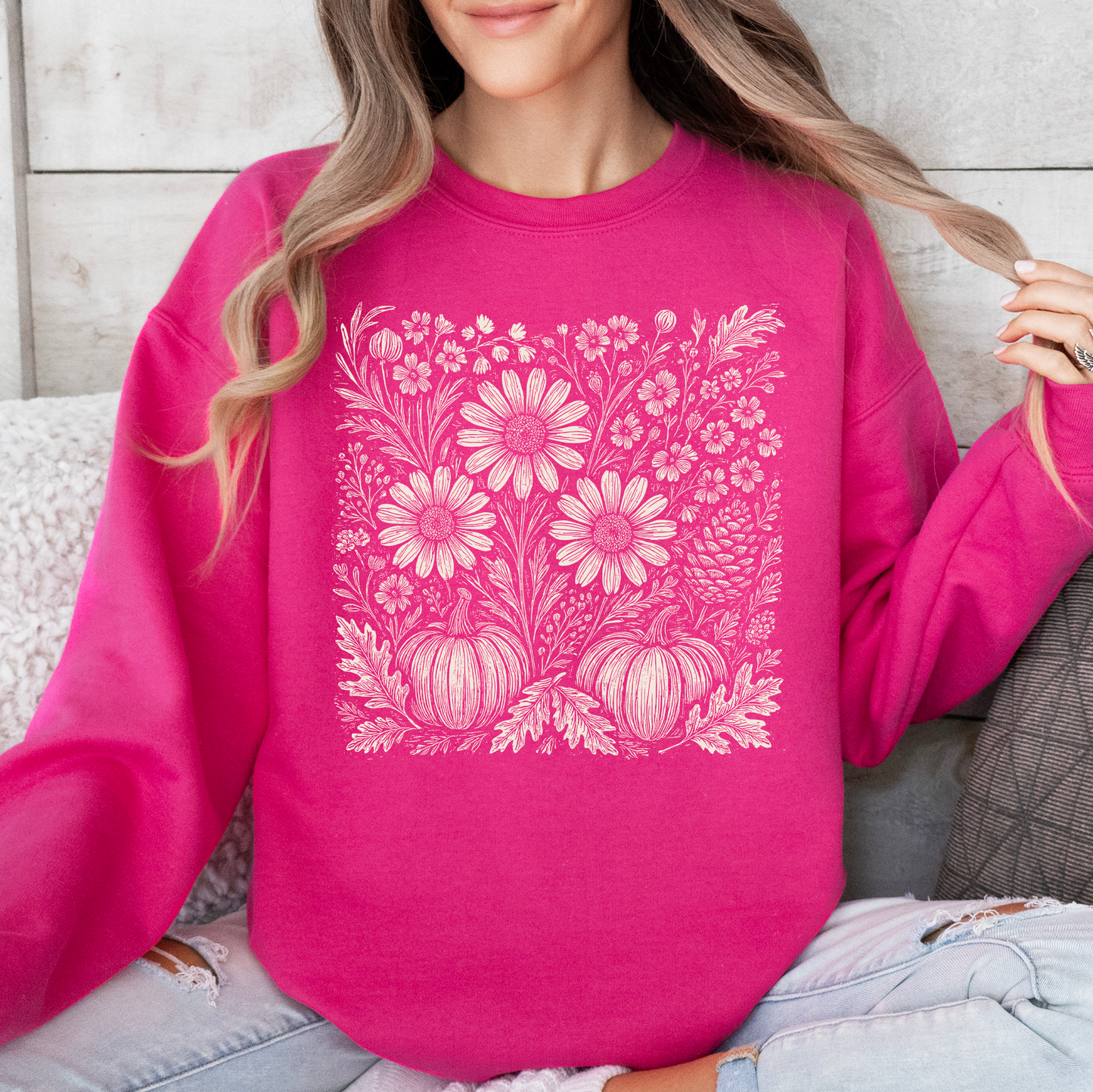 Autumn Wildflowers Sweatshirt | Minimalist Fall Botanical Graphic
