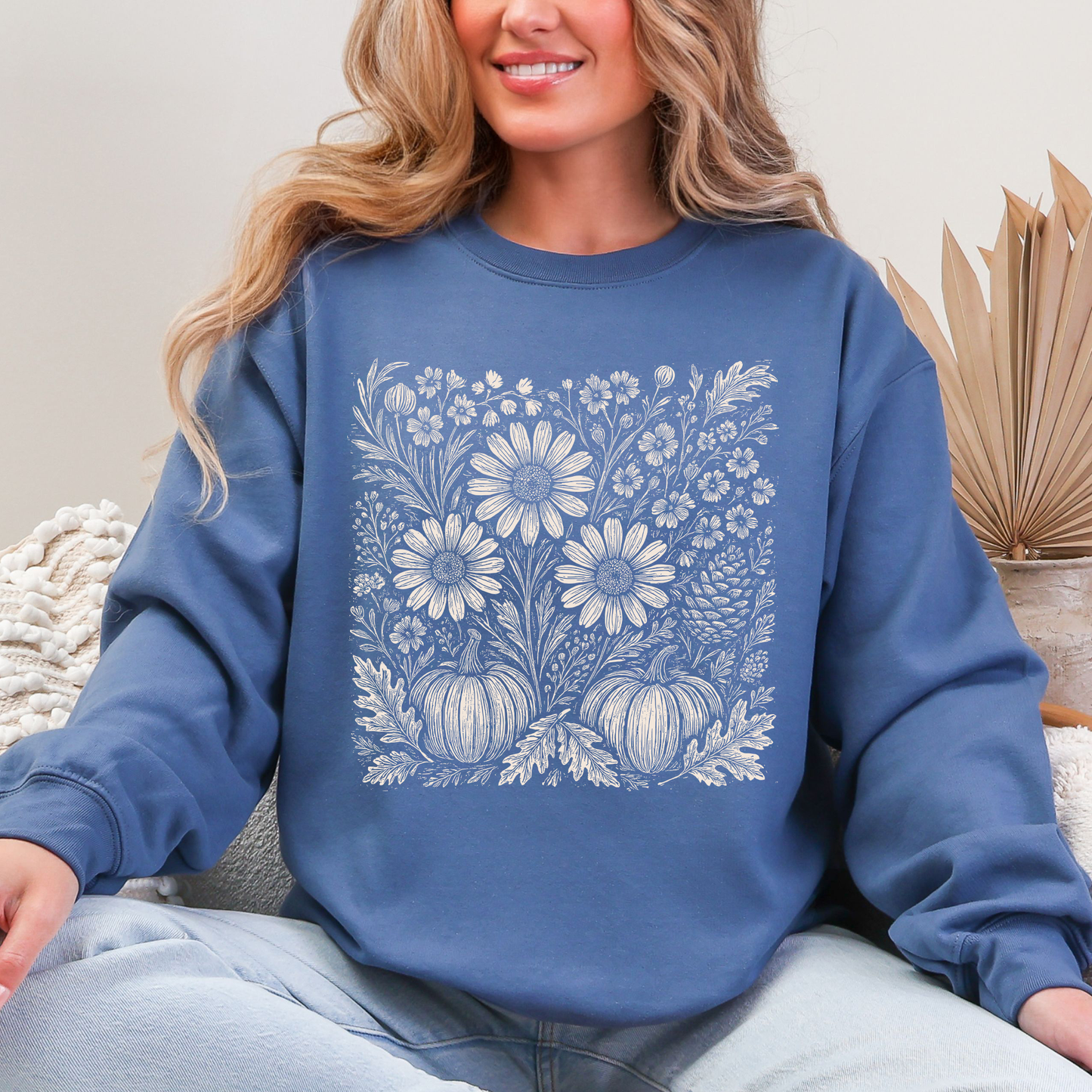 Autumn Wildflowers Sweatshirt | Minimalist Fall Botanical Graphic