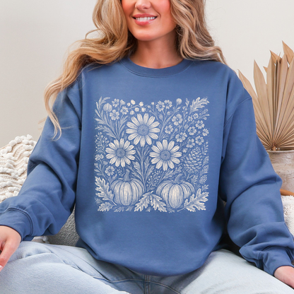 Autumn Wildflowers Sweatshirt | Minimalist Fall Botanical Graphic