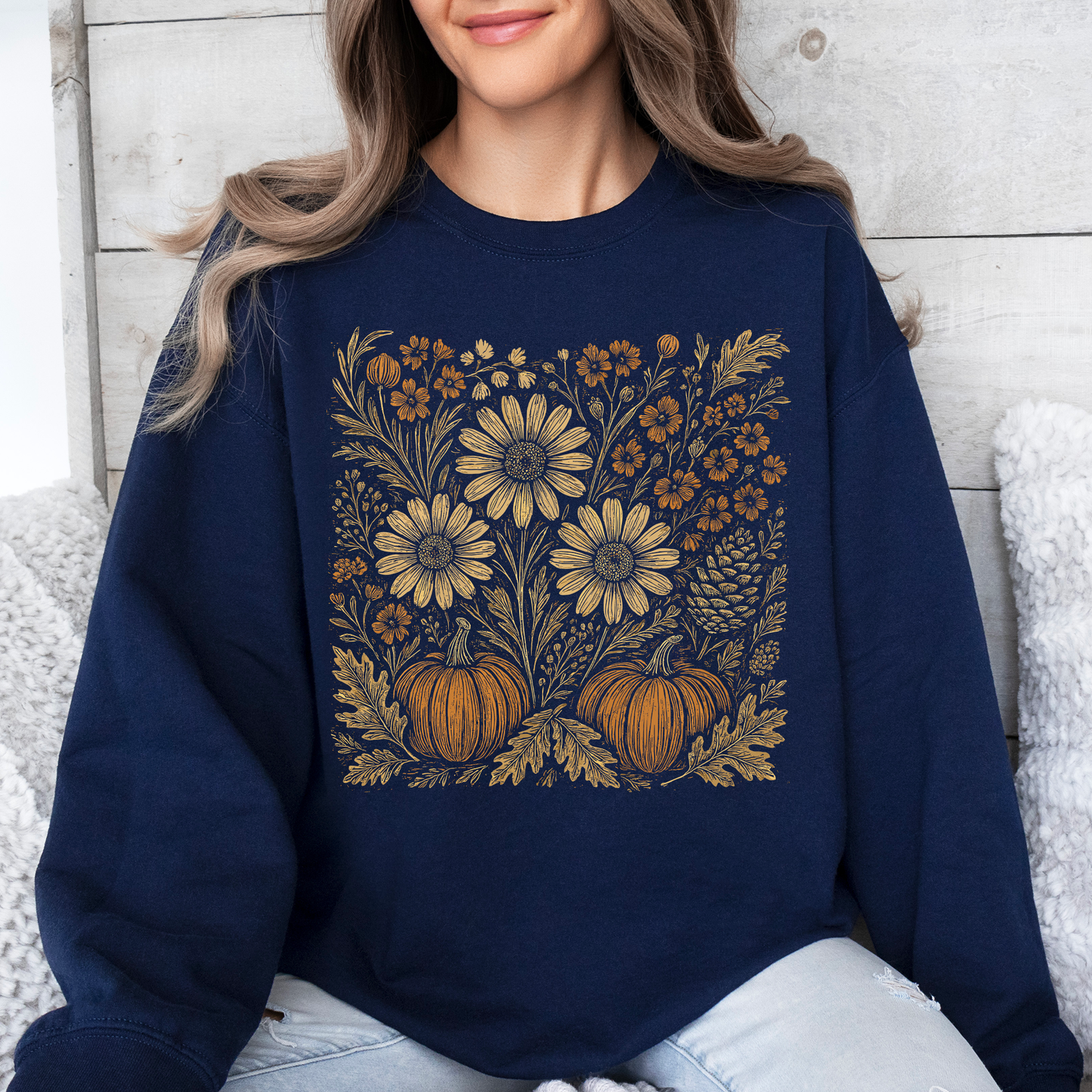 Autumn Wildflowers Sweatshirt | Minimalist Fall Botanical Graphic