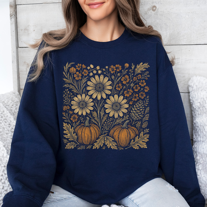 Autumn Wildflowers Sweatshirt | Minimalist Fall Botanical Graphic