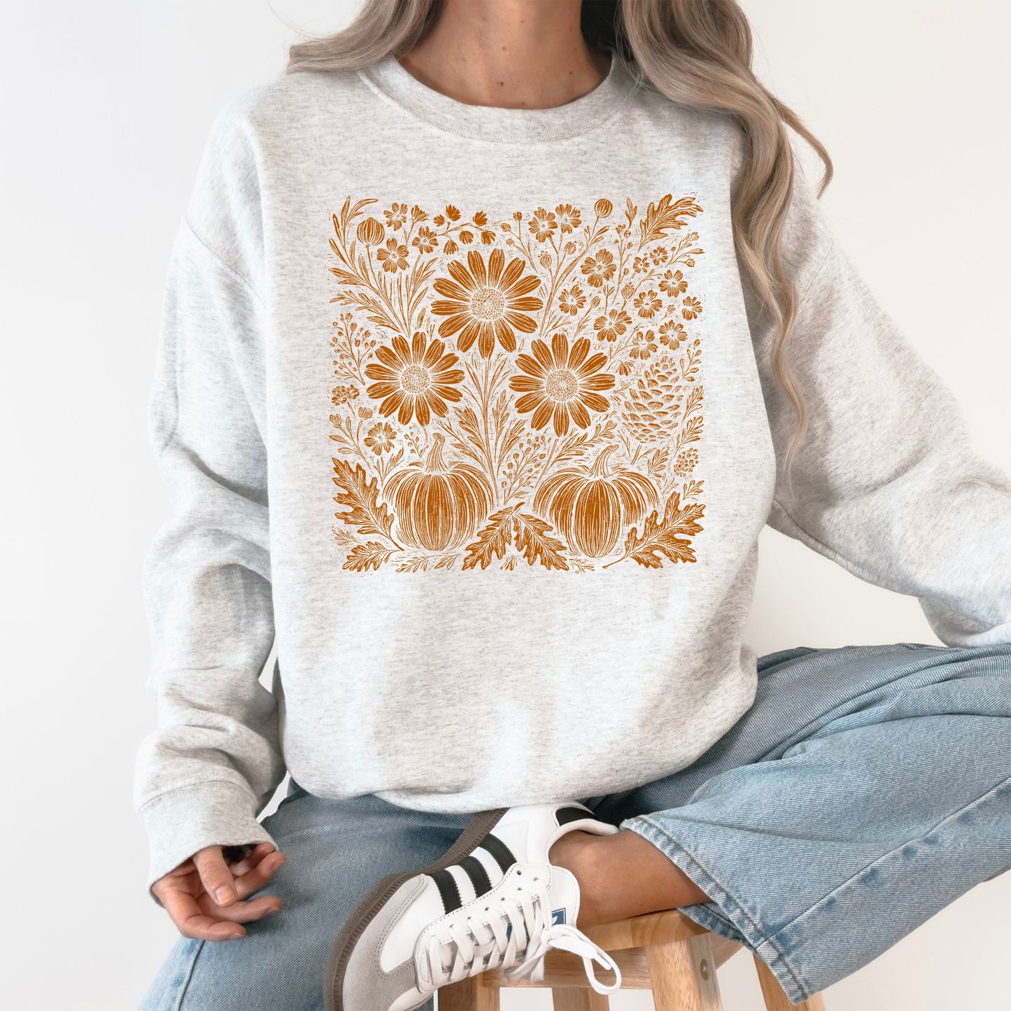 Autumn Wildflowers Sweatshirt | Minimalist Fall Botanical Graphic