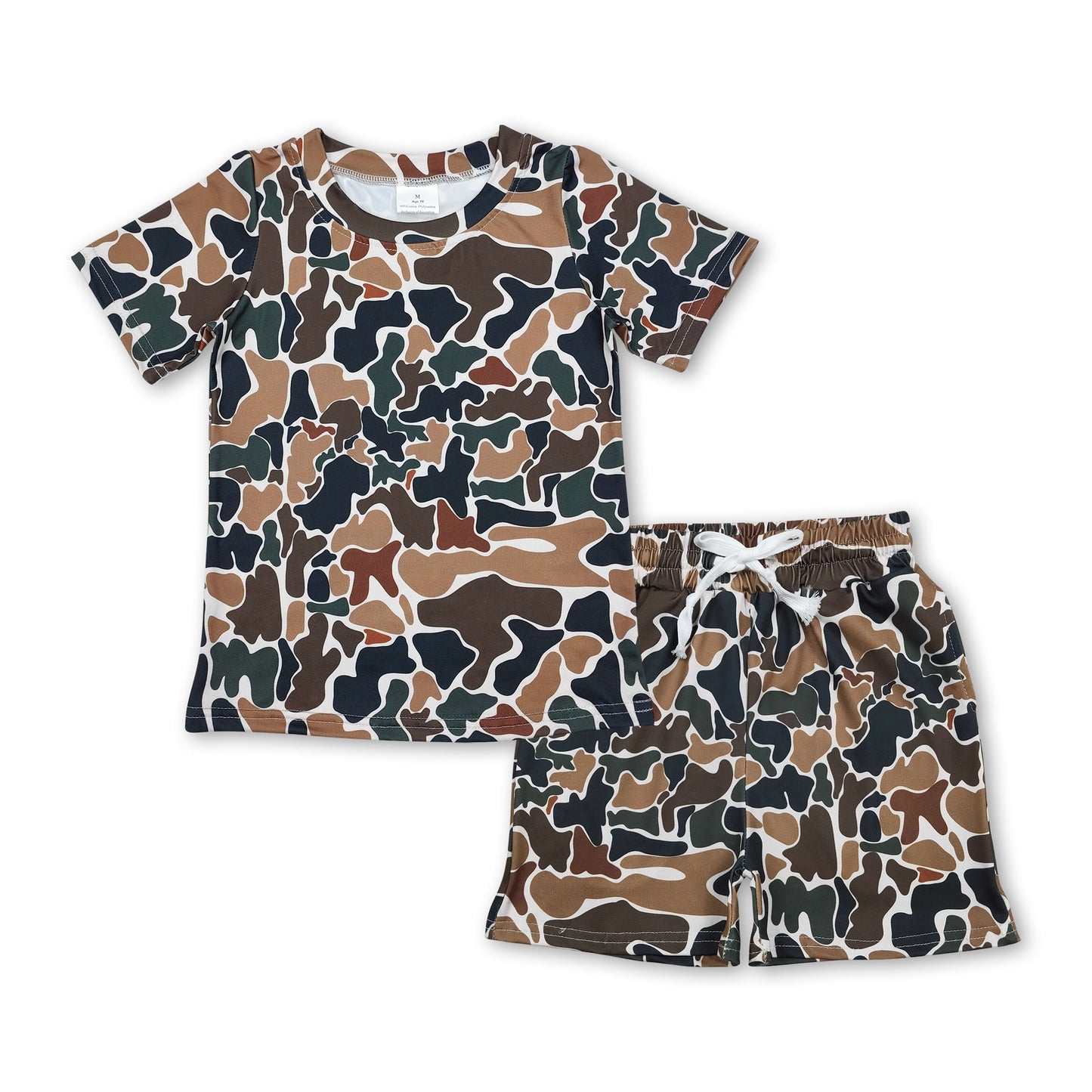 Boys Brown Camo Short Sleeve Top & Shorts Set