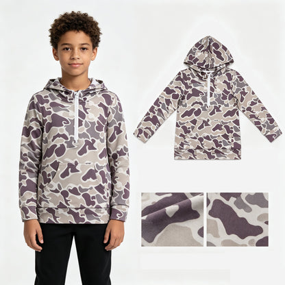 Boys Camo Zip-Up Hoodie | Fall Long Sleeve with Pocket