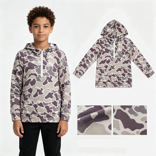 Boys Camo Zip-Up Hoodie | Fall Long Sleeve with Pocket