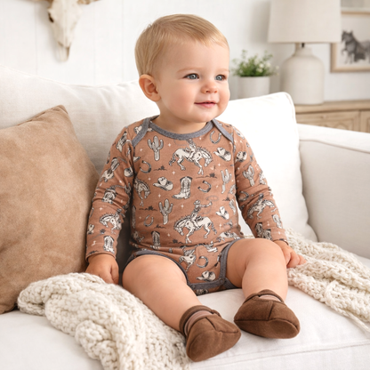 Wild Wrangler Western Bodysuit | Baby Boy Cowboy Bamboo Snap Onesie