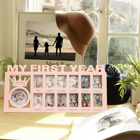 Baby Monthly Milestone Photo Frame | 12-Month First Year Keepsake Wall Display