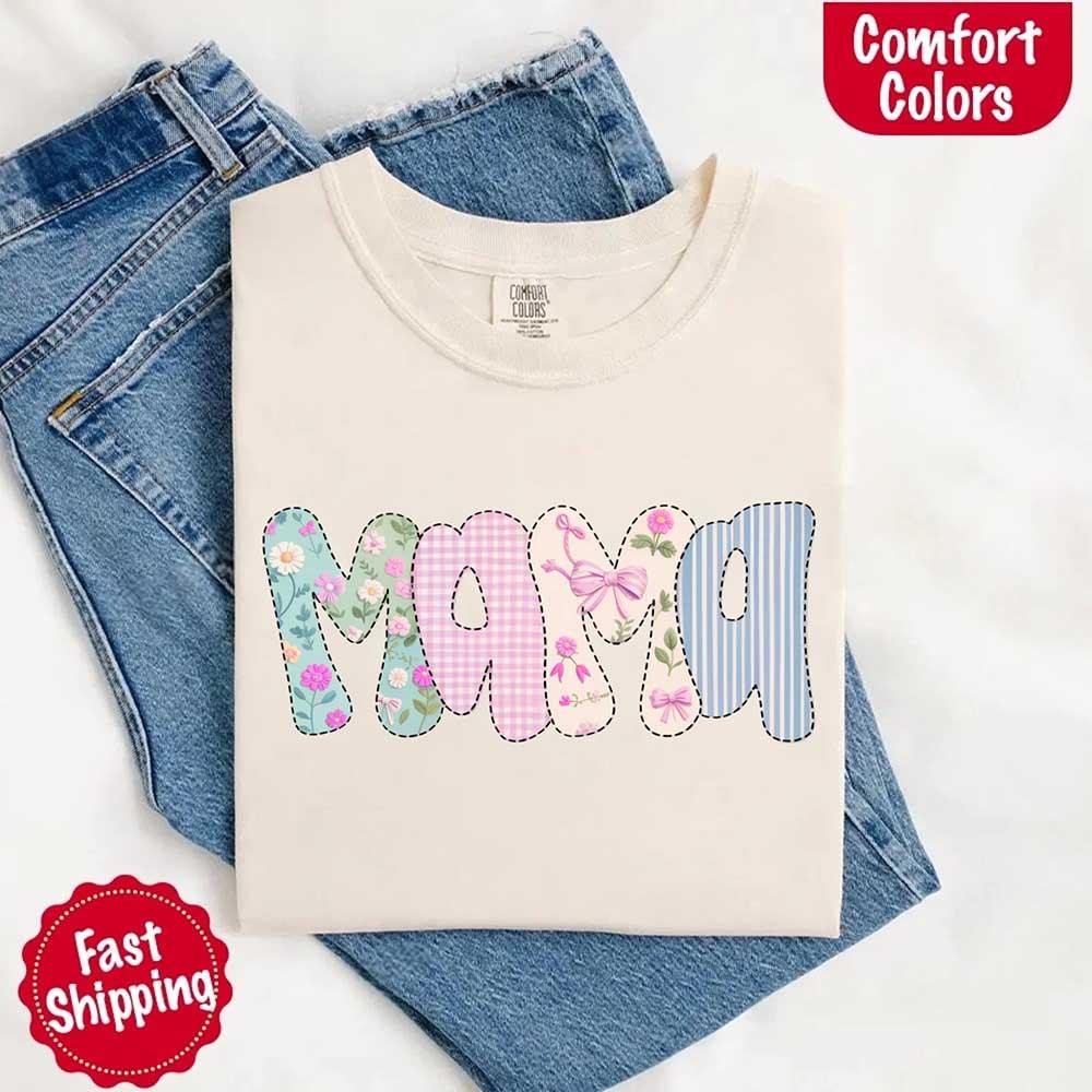 Floral Mama T-Shirt | Comfort Colors Mom Tee