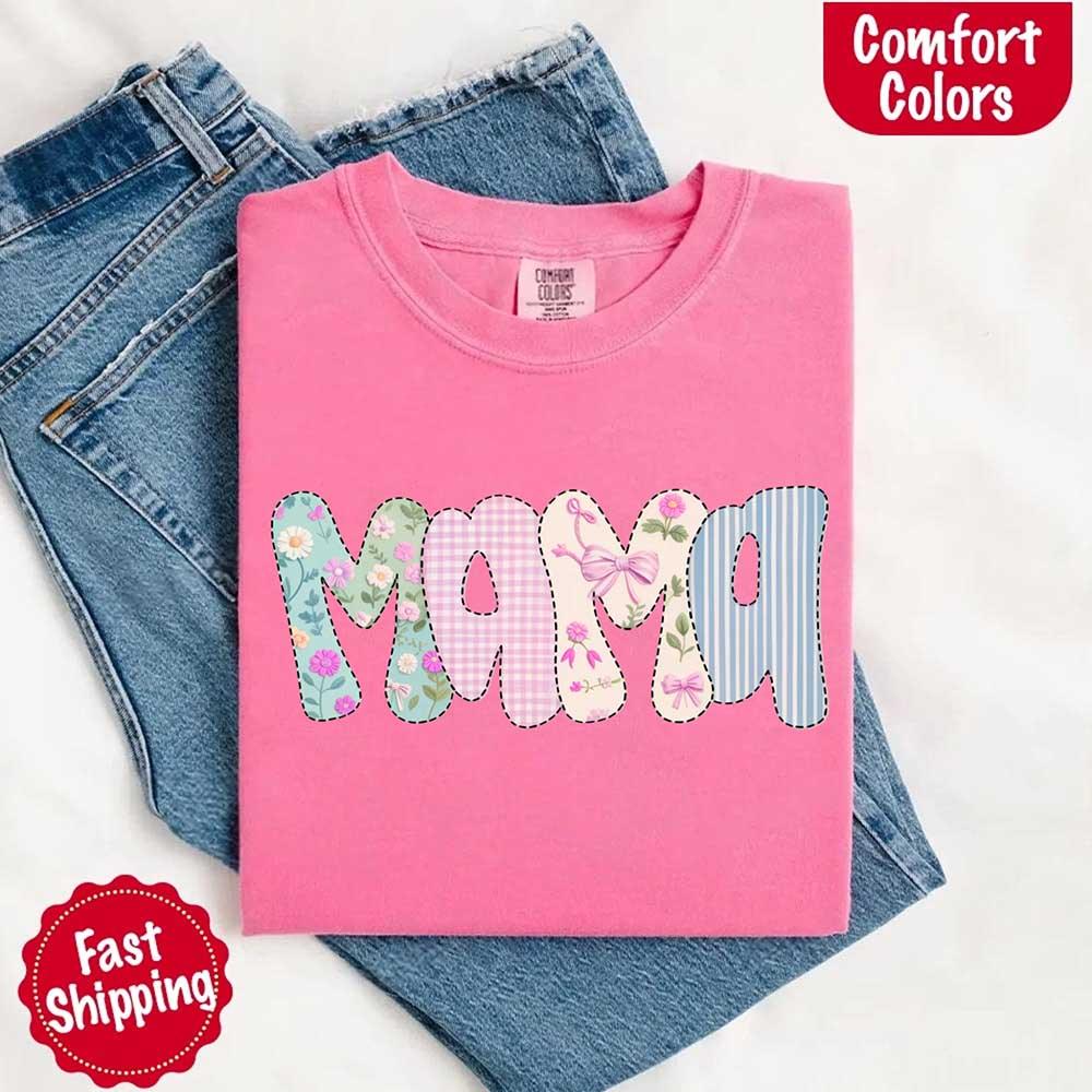 Floral Mama T-Shirt | Comfort Colors Mom Tee