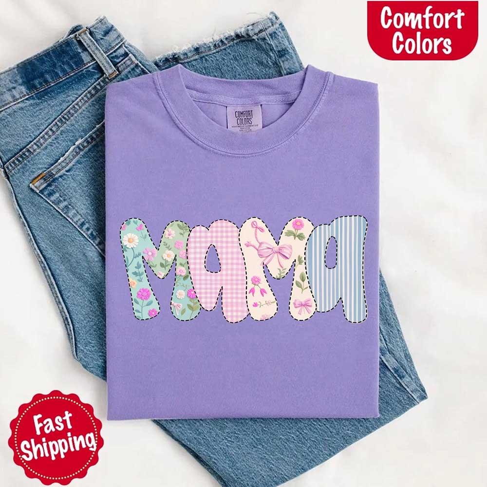 Floral Mama T-Shirt | Comfort Colors Mom Tee
