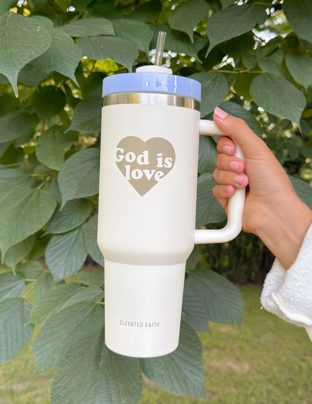 God Is Love 40 oz Tumbler with Handle & Straw – Faith Insulated Travel Cup