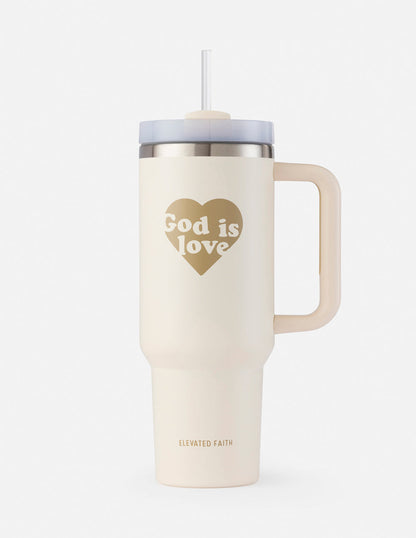 God Is Love 40 oz Tumbler with Handle & Straw – Faith Insulated Travel Cup