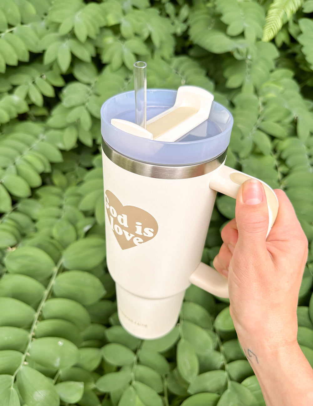 God Is Love 40 oz Tumbler with Handle & Straw – Faith Insulated Travel Cup
