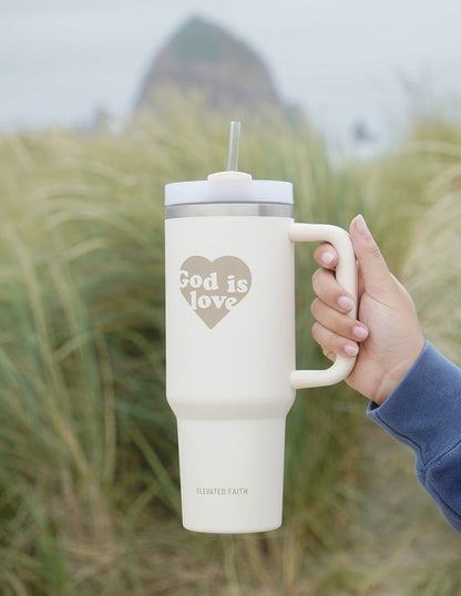 God Is Love 40 oz Tumbler with Handle & Straw – Faith Insulated Travel Cup