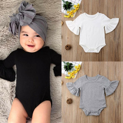 Baby Girl Flared Sleeve Bodysuit – Soft Cotton Snap Onesie