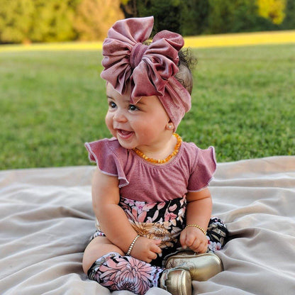 Large Bow Baby Headband | Soft Velvet Bowknot Hair Wrap