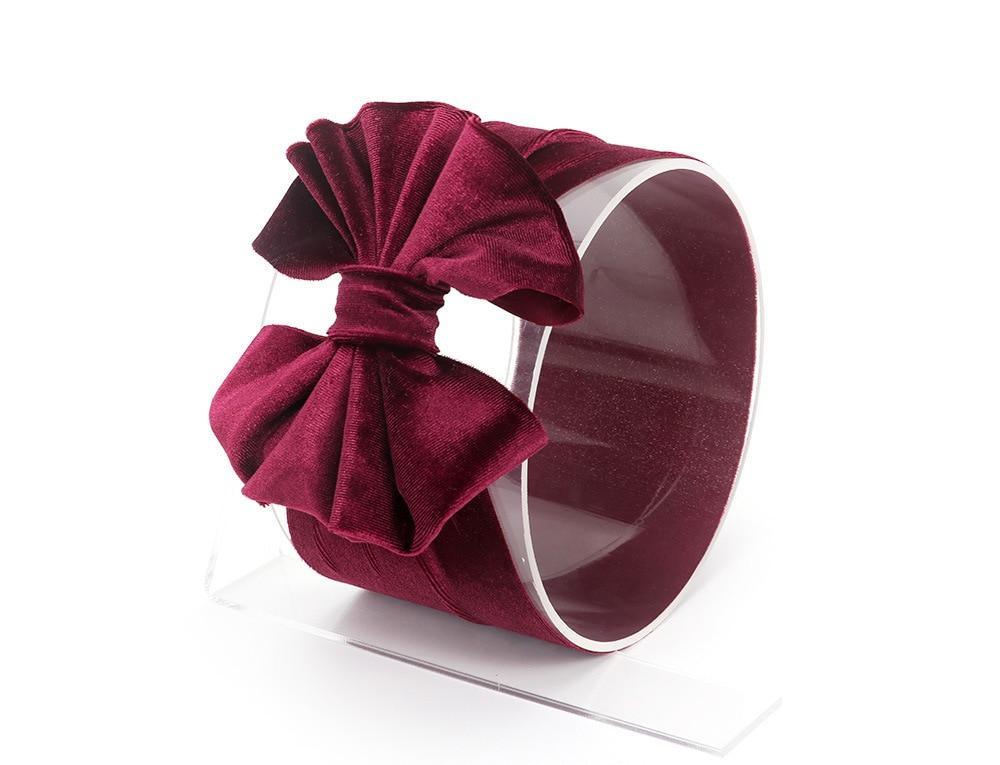 Large Bow Baby Headband | Soft Velvet Bowknot Hair Wrap