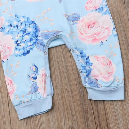Baby Girl Floral Romper with Headband – Newborn to 24M