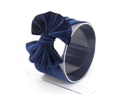 Large Bow Baby Headband | Soft Velvet Bowknot Hair Wrap