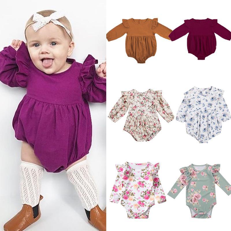 Baby Girl Floral Butterfly Sleeve Cotton Romper