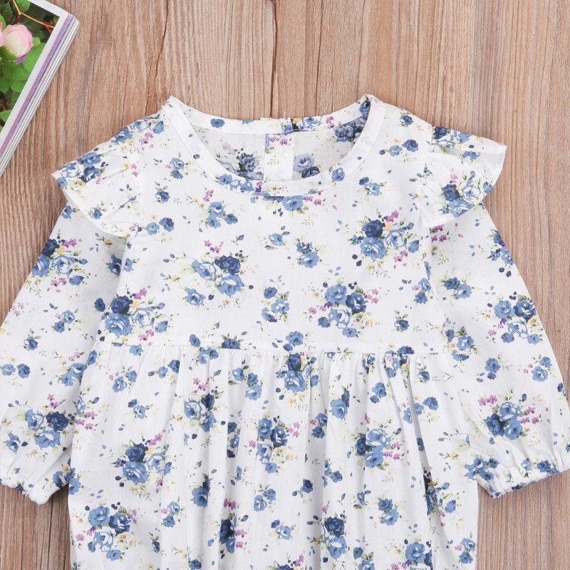 Baby Girl Floral Butterfly Sleeve Cotton Romper