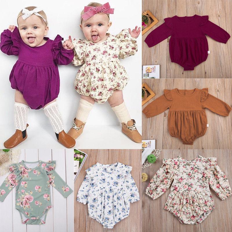 Baby Girl Floral Butterfly Sleeve Cotton Romper