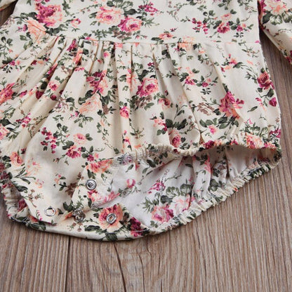 Baby Girl Floral Butterfly Sleeve Cotton Romper