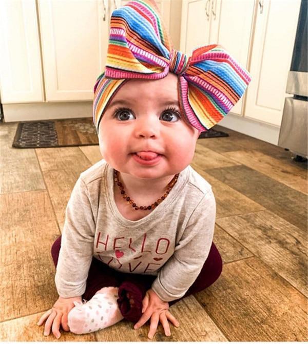 Baby Girl Nylon Bow Headband – Soft Stretch Headwrap for Newborns & Toddlers