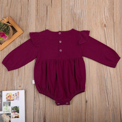 Baby Girl Floral Butterfly Sleeve Cotton Romper