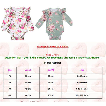 Baby Girl Floral Butterfly Sleeve Cotton Romper