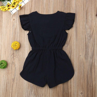 Baby Girl Ruffle Sleeveless Romper | Button Jumpsuit Playsuit