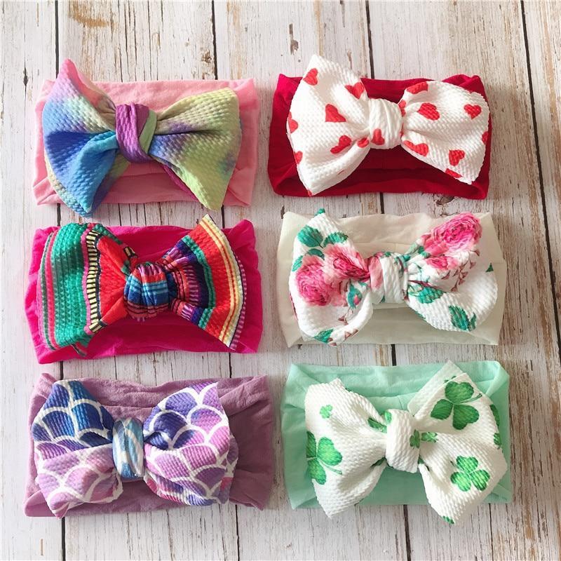 Baby Girl Nylon Bow Headband – Soft Stretch Headwrap for Newborns & Toddlers
