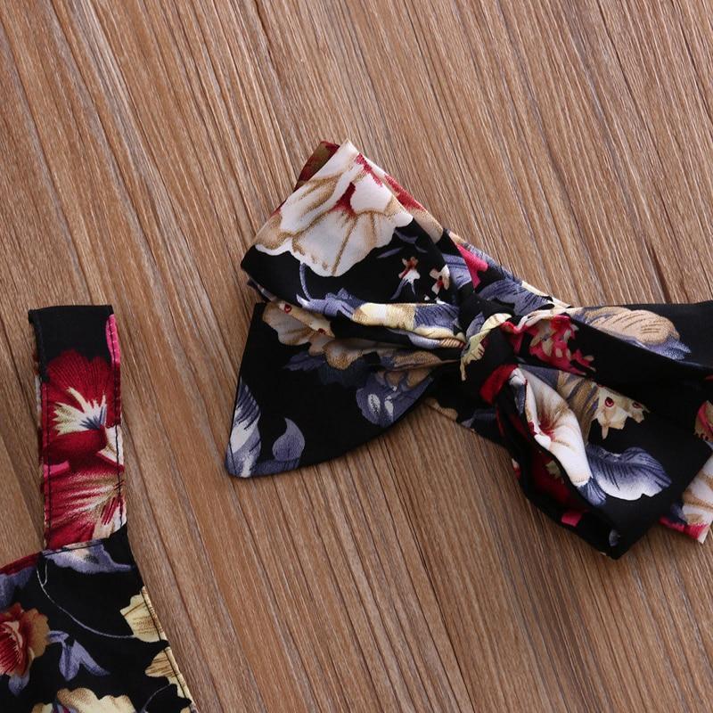 Baby Girl Floral Sleeveless Romper with Bow Headband