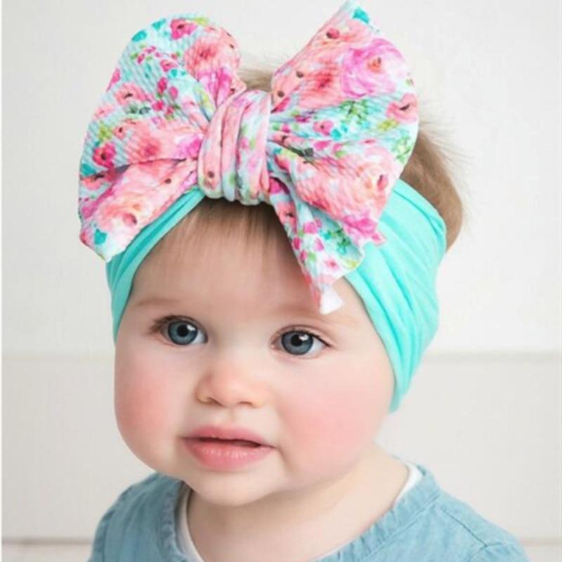 Baby Girl Nylon Bow Headband – Soft Stretch Headwrap for Newborns & Toddlers