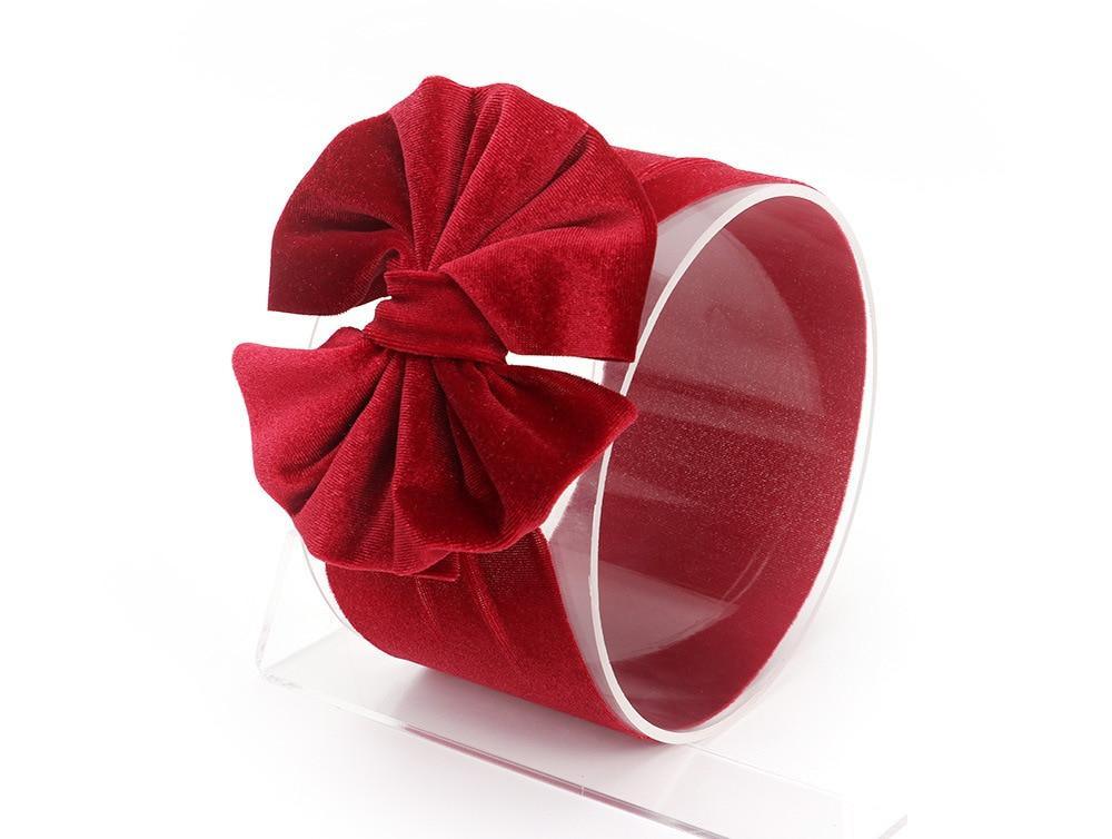 Large Bow Baby Headband | Soft Velvet Bowknot Hair Wrap