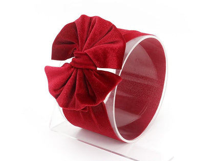 Large Bow Baby Headband | Soft Velvet Bowknot Hair Wrap