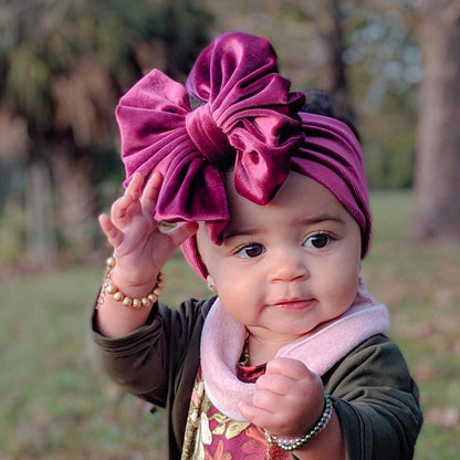 Large Bow Baby Headband | Soft Velvet Bowknot Hair Wrap