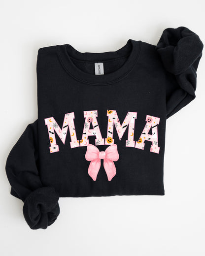 Halloween Mama Sweatshirt | Coquette Ribbons & Bows Fall Graphic