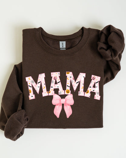 Halloween Mama Sweatshirt | Coquette Ribbons & Bows Fall Graphic