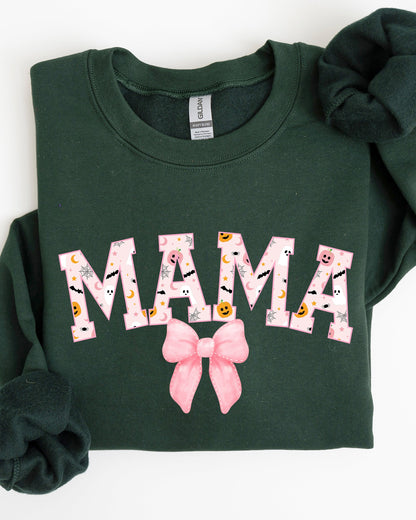 Halloween Mama Sweatshirt | Coquette Ribbons & Bows Fall Graphic