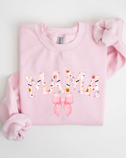 Halloween Mama Sweatshirt | Coquette Ribbons & Bows Fall Graphic