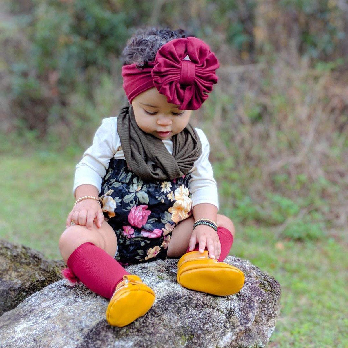 Large Bow Baby Headband | Soft Velvet Bowknot Hair Wrap