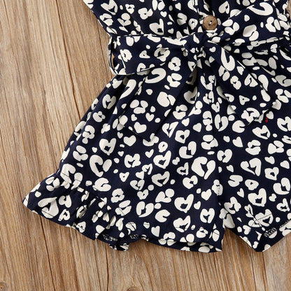 Toddler Girl Leopard Print Sleeveless Romper | Button Jumpsuit Ages 1–6