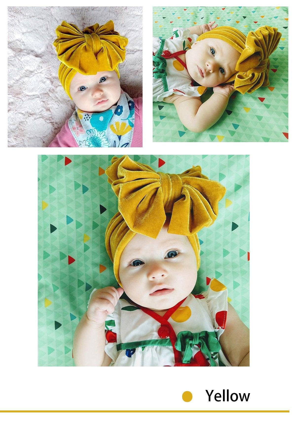Large Bow Baby Headband | Soft Velvet Bowknot Hair Wrap