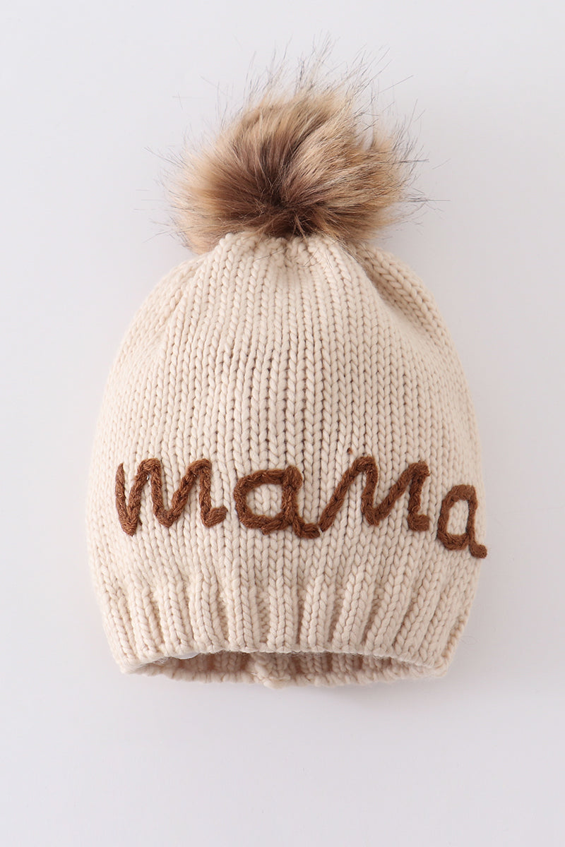Hand Embroidered Pom Pom Beanie | Mommy & Me Matching Hat Set