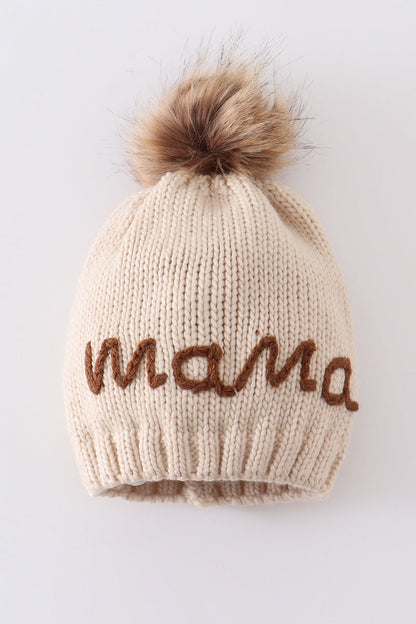 Hand Embroidered Pom Pom Beanie | Mommy & Me Matching Hat Set