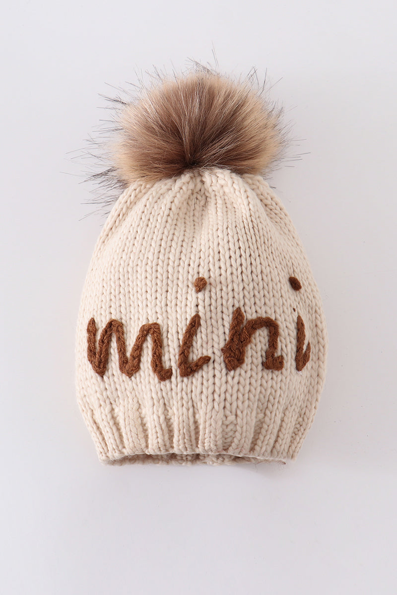 Hand Embroidered Pom Pom Beanie | Mommy & Me Matching Hat Set
