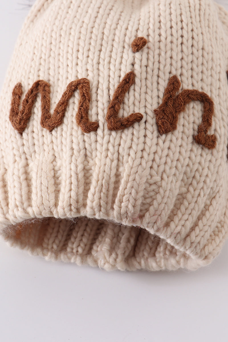 Hand Embroidered Pom Pom Beanie | Mommy & Me Matching Hat Set
